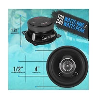 Two-Way Sound Speaker System, 4'' Coaxial Loud Audio, 240 Watts, 4 Ohm Impedance, 3/4'' Asv Voice Coil