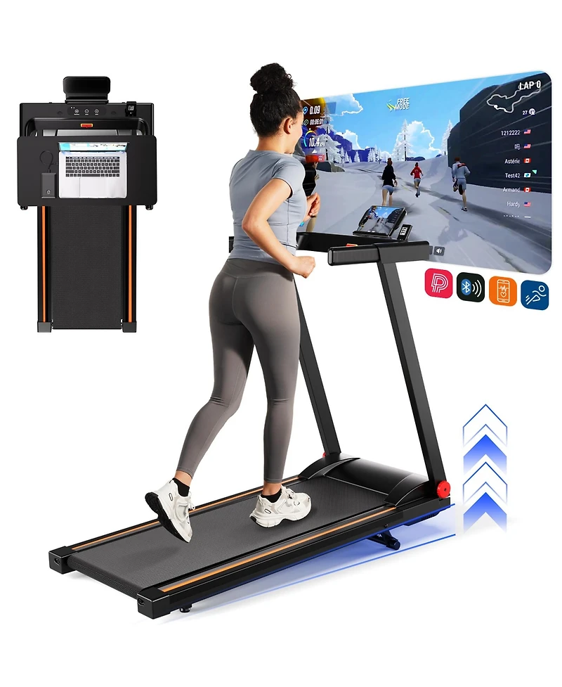 DeerRun Treadmills for Home with Incline and Handles, 3.0 Hp Foldable Treadmill Running Machine with Smart App