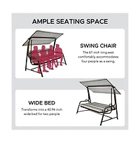 Sunjoy 4-Seat Luxury Swing and Bed with Elastic Metal Mesh Seat