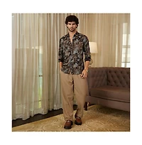 Campus Sutra Men's Obsidian Black Impressionistic Strokes Shirt