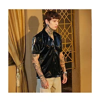 Campus Sutra Men's Raven Black Patent Solid Shirt