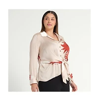 Estelle Plus Collared Long Sleeve Tops & Tees