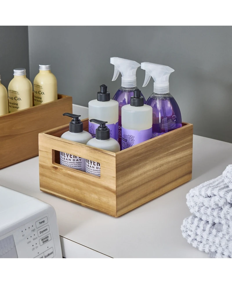 iDesign Acacia Wood Pantry Bin with Handles - Set of 2 - Natural