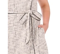 Msk Plus Short-Sleeve Tweed Knit Midi Dress