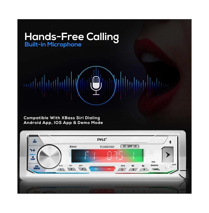 Marine Stereo Receiver Power Amplifier - Am/Fm/MP3/Usb/Aux/Sd, 30 Preset Stations with Lcd Display & Remote Control