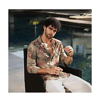Campus Sutra Men's Camel Beige Pigme-Strokes Shirt
