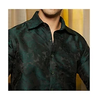 Campus Sutra Men's Emerald Green Rosa-Woven Shirt