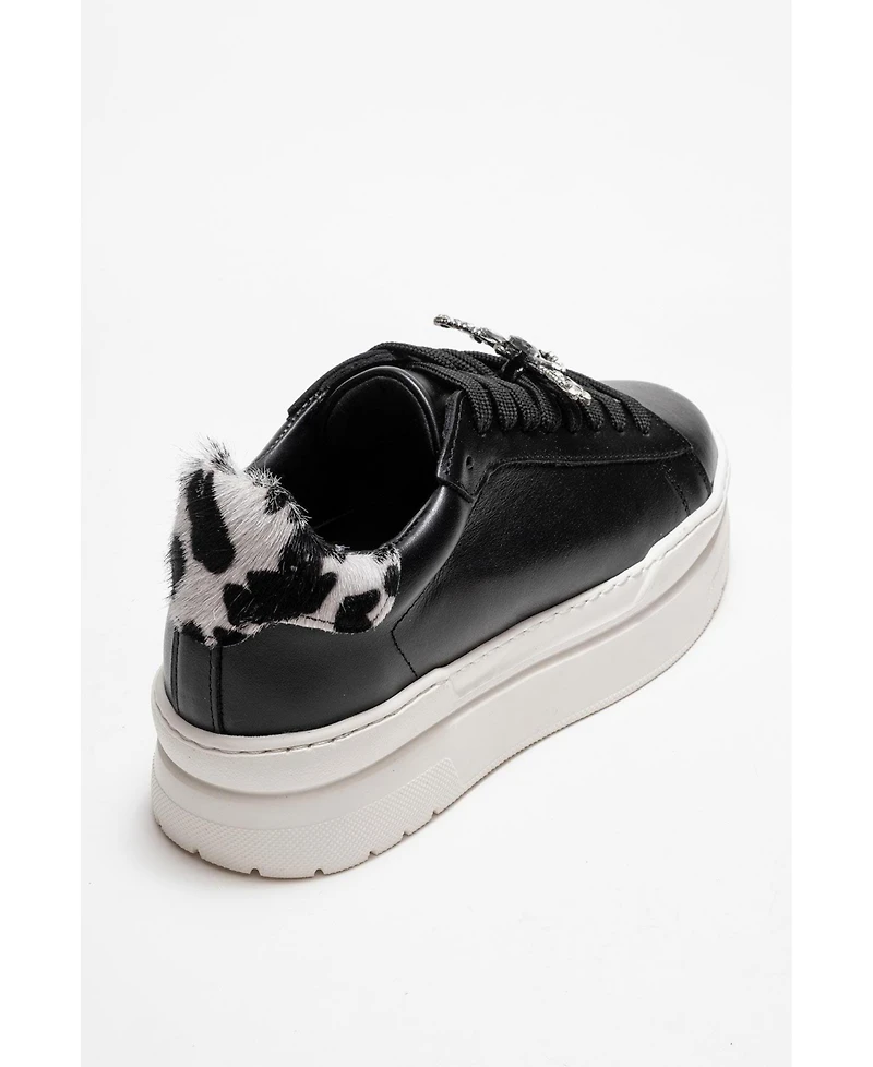 Forever & Always Shoes Laren Leather Buckle Sneakers (Women)
