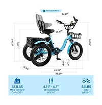 Artudatech 18" 48V 13AH 350W Electric Trike Variable speed with IPX7 Display