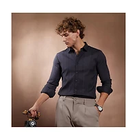 Campus Sutra Men's Onyx Black Tactile-Panel Shirt