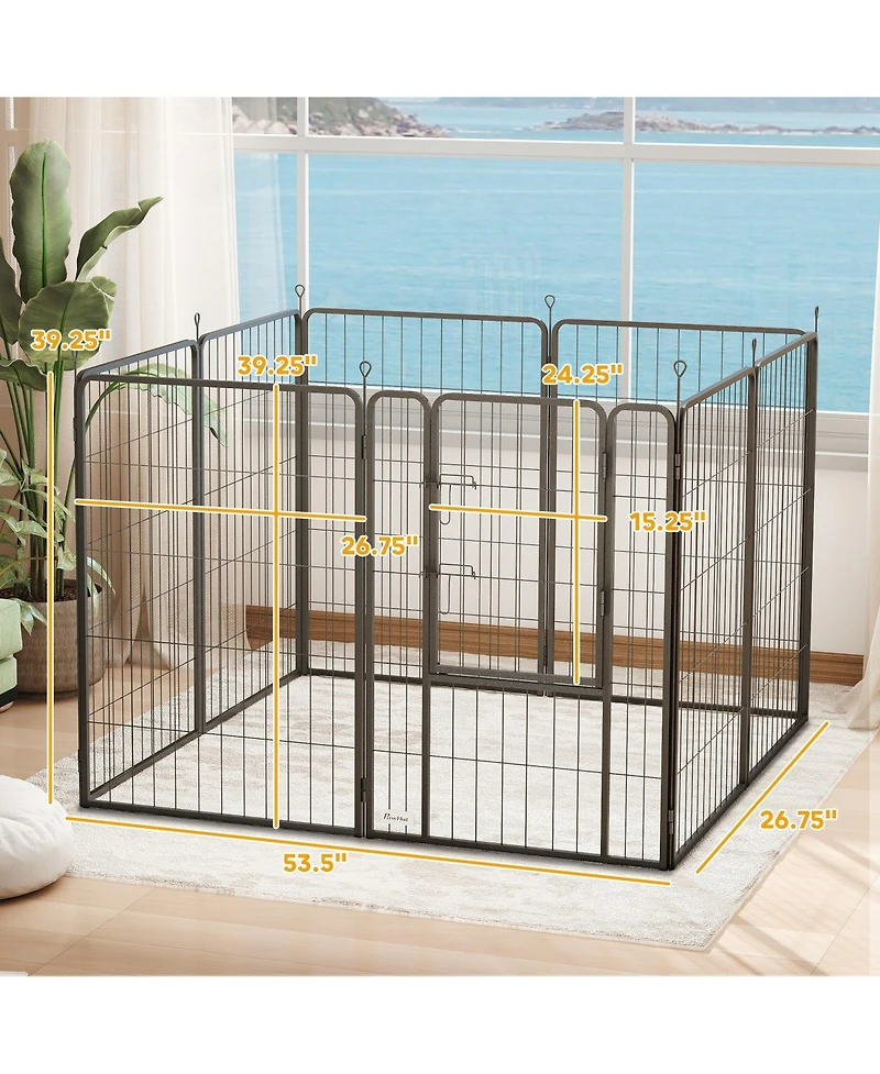 PawHut 39 Inch 8 Panel Heavy Duty Dog Playpen with Door,