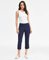Jm Collection Women's Side-Button Pull-On Capri Pants, Macy's Exclusive