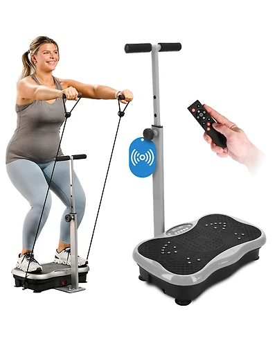 LifePro Vibration Plate Machine with Handlebar & Acupoints for Full-Body Fitness - Dark Gray
