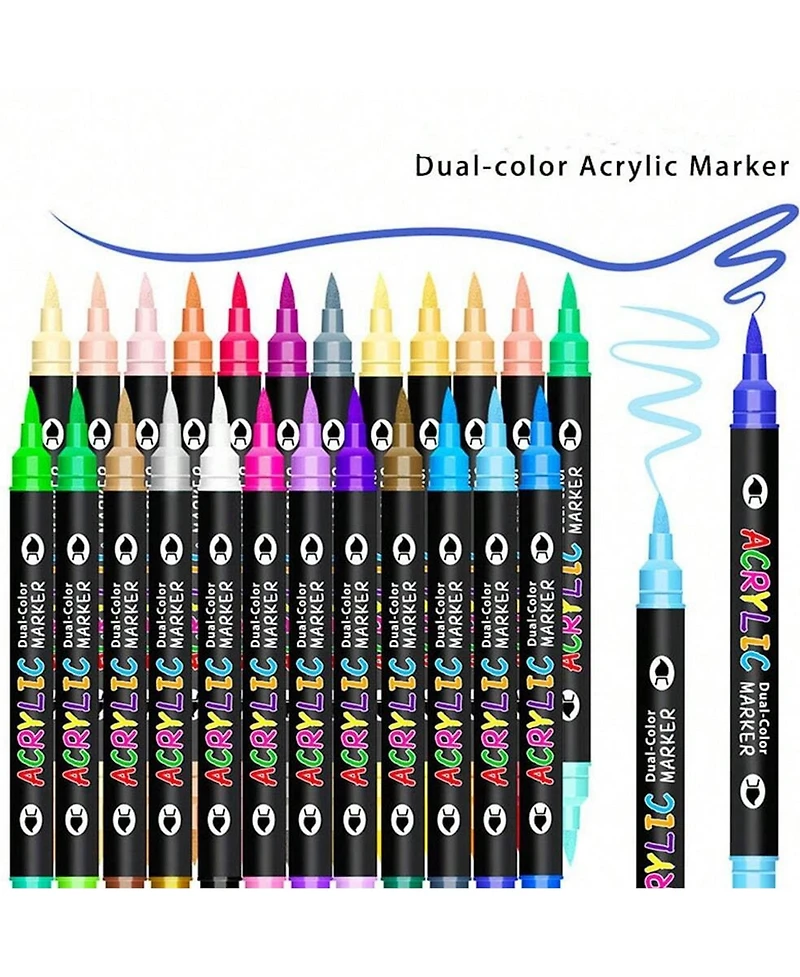 Htutwoo 72 Colors Dual Tip Acrylic Paint Markers, Double Color Acrylic Paint Pens for Rock Painting, Stone, Wood, Canvas, Stone, Diy Art Supplies