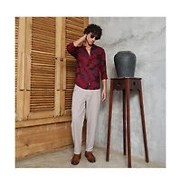Campus Sutra Men's Crimson Red Flowing Vines Shirt