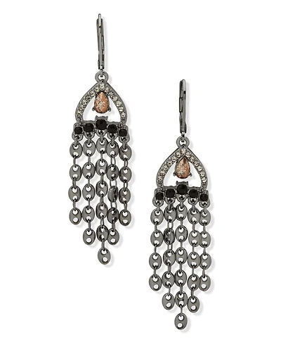 lonna & lilly Hematite-Tone Chain Chandelier Earrings