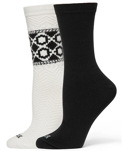 Hue Women's 2-Pack Diamond Knit Crew Socks
