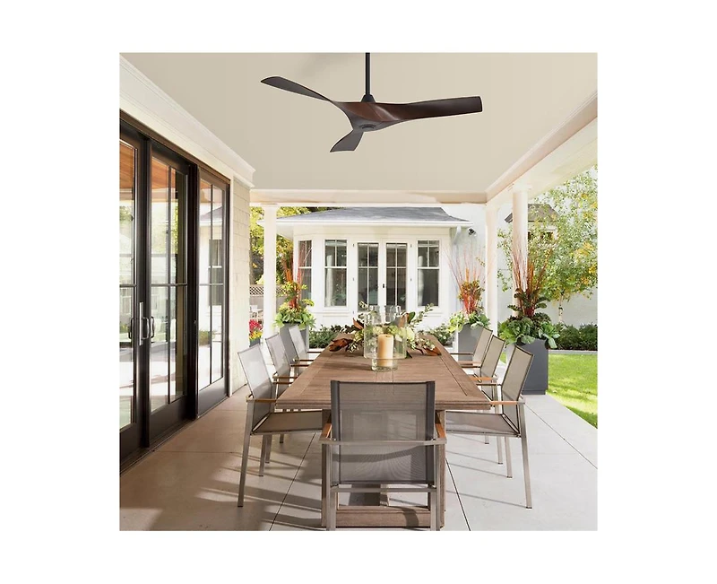 52-inch Modern Black 3 Abs Blades Ceiling Fan without Light with Six-Speed Remote Control and Forward Reverse Rotation Function