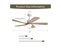 Sofucor 52-inch Modern Stylish White 5-Blade Ceiling Fan with Remote Control and Light Source
