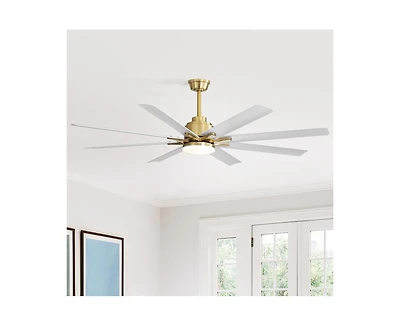 66-inch Modern Golden 8-blade Ceiling Fan with Intelligent Remote Control and App Timing Function for Various Indoor Layouts
