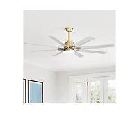 66-inch Modern Golden 8-blade Ceiling Fan with Intelligent Remote Control and App Timing Function for Various Indoor Layouts