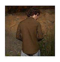 Campus Sutra Men's Olive Green Solid Button-Up Shirt
