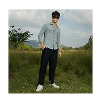 Campus Sutra Men's Cloud Grey Trough-Tactile Shirt
