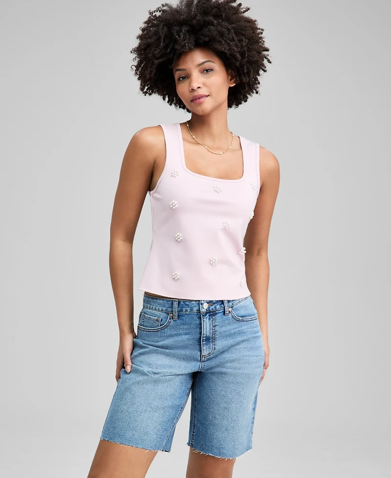 And Now This Petite Embellished Pearl-Cluster Tank Top, Macy's Exclusive