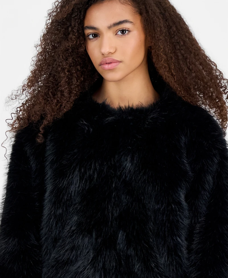 Blank Nyc Faux Fur Women's Collarless Jacket