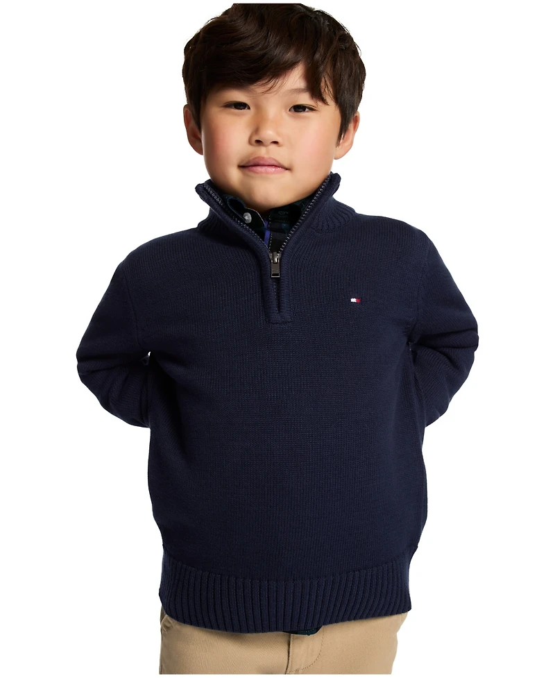 Tommy Hilfiger Boys 2T-7 Quarter-Zip Sweater