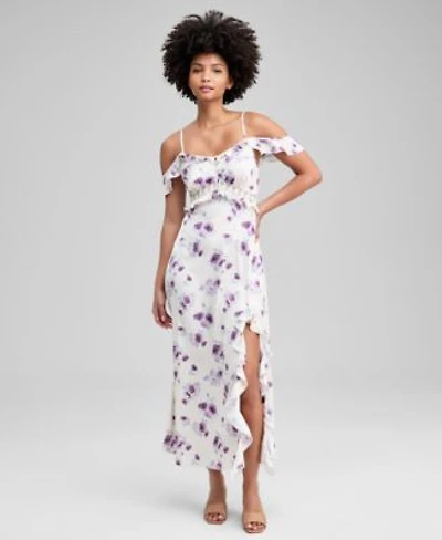 Now This Womens Lace Inset Ruffle Slip Dress Macys Exclusive