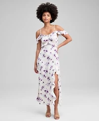 Now This Womens Lace Inset Ruffle Slip Dress Macys Exclusive