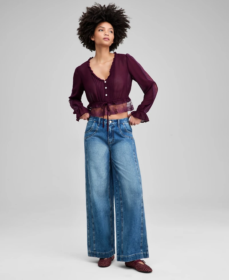 And Now This Women's Textured Sheer Blouse, Macy's Exclusive