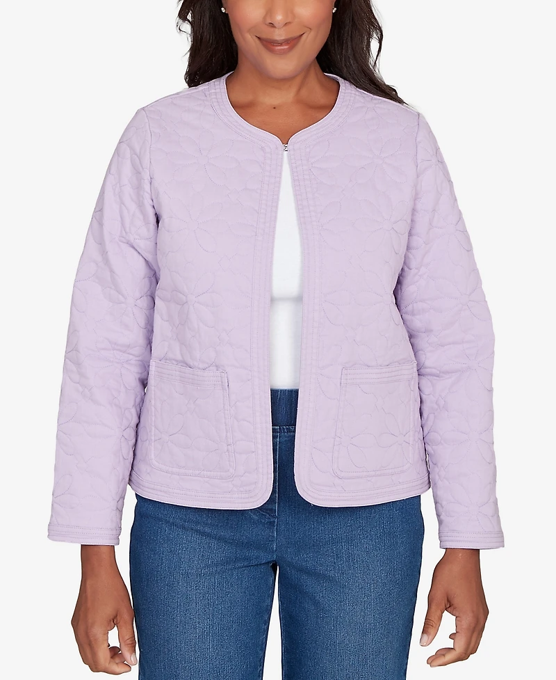 Alfred Dunner Women's Hilton Head Floral Quilted Patchwork Jacket