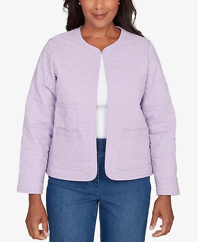 Alfred Dunner Women's Hilton Head Floral Quilted Patchwork Jacket