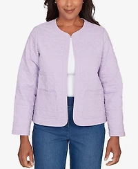 Alfred Dunner Women's Hilton Head Floral Quilted Patchwork Jacket