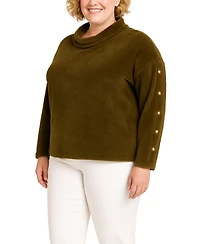 Coin 1804 Plus Cozy Rib Cowl Neck Top