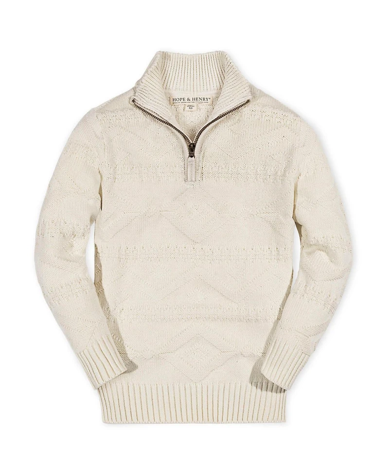 Hope & Henry Boys Organic Long Sleeve Half Zip Cable Pullover Sweater
