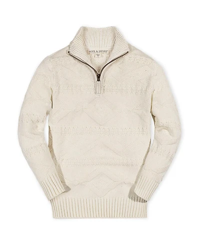 Hope & Henry Boys Organic Long Sleeve Half Zip Cable Pullover Sweater