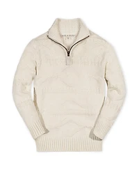 Hope & Henry Boys Organic Long Sleeve Half Zip Cable Pullover Sweater