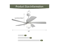 52-inch Modern Stylish White 5-Blade Ceiling Fan with Remote Control and Light Source