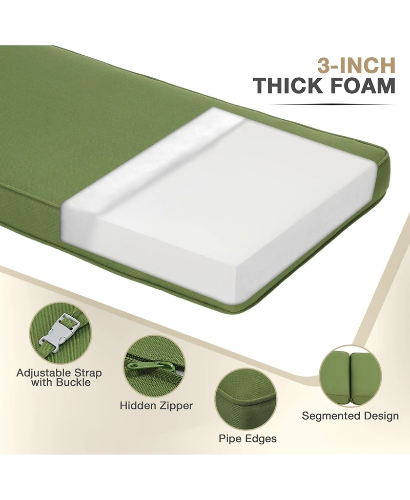Aoodor Outdoor Lounger Cushion 41.7''Lx22''Wx3''H Chair Seat Cushion - Set of 2