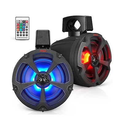 6.5'' Water-Resistant Marine / Off-Road Bt Speakers, 1200 Watt Amplified Vehicle System with Rgb Lights & Remote Control