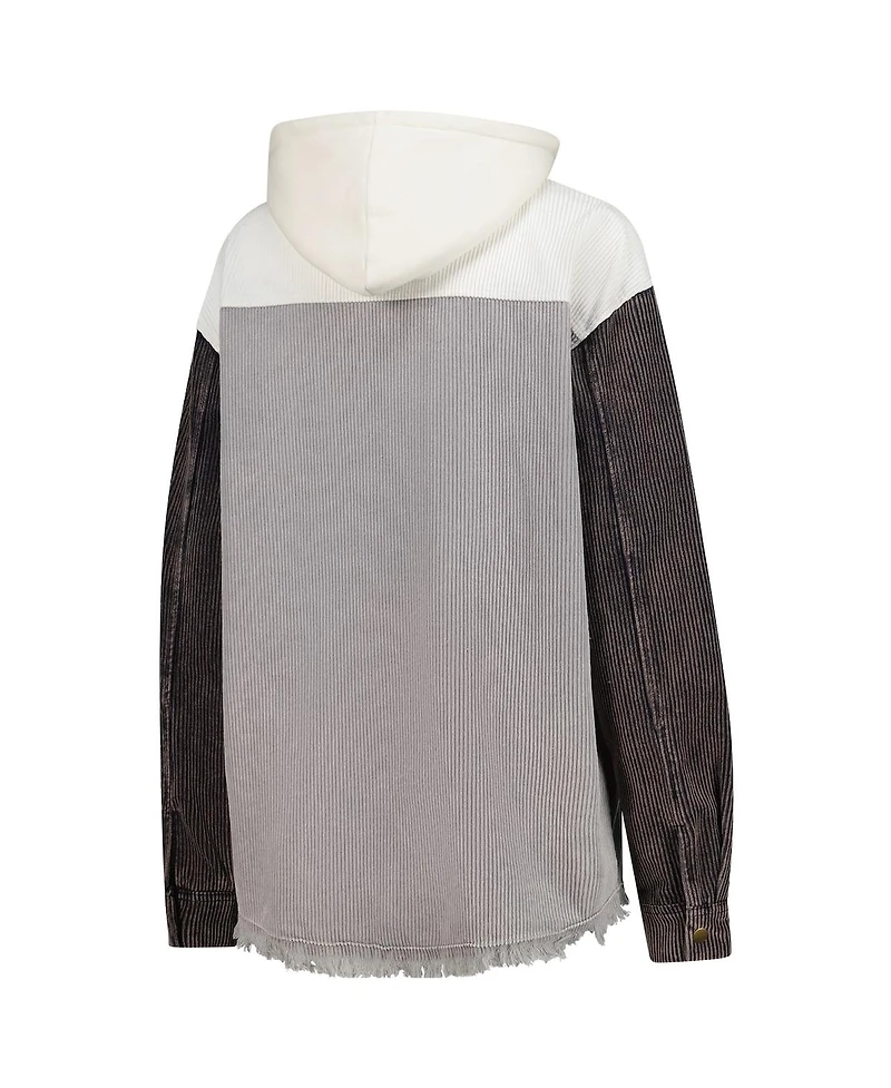 Gameday Couture Women's Gray Notre Dame Fighting Irish Vintage Wash Corduroy Full-Snap Hooded Shacket