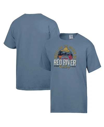 Comfortwash Men's Blue Texas Longhorns vs. Oklahoma Sooners Red River Rivalry Battle For The Golden Hat Matchup T-Shirt