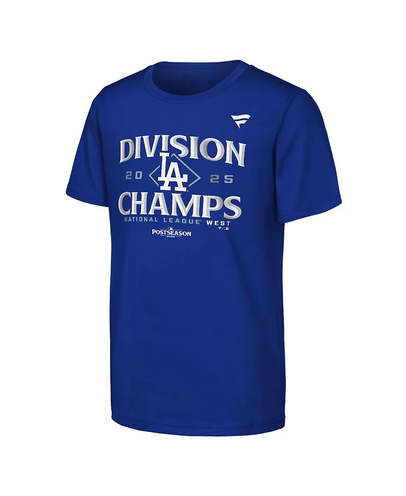 Fanatics Big Boys and Girls Royal Los Angeles Dodgers 2025 Nl West Division Champions Locker Room T-Shirt