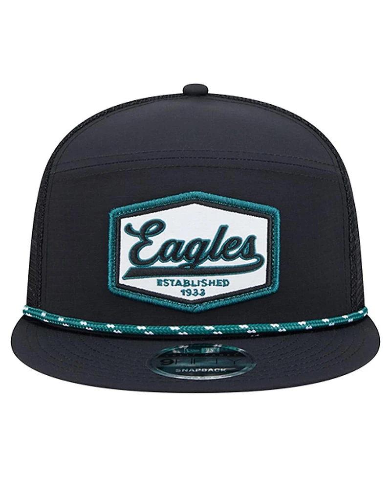 New Era Men's Black Philadelphia Eagles Ripstop Patch 9FIFTY Split Panel Snapback Hat