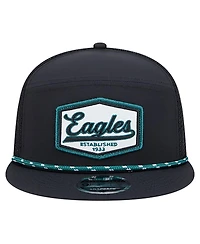 New Era Men's Black Philadelphia Eagles Ripstop Patch 9FIFTY Split Panel Snapback Hat