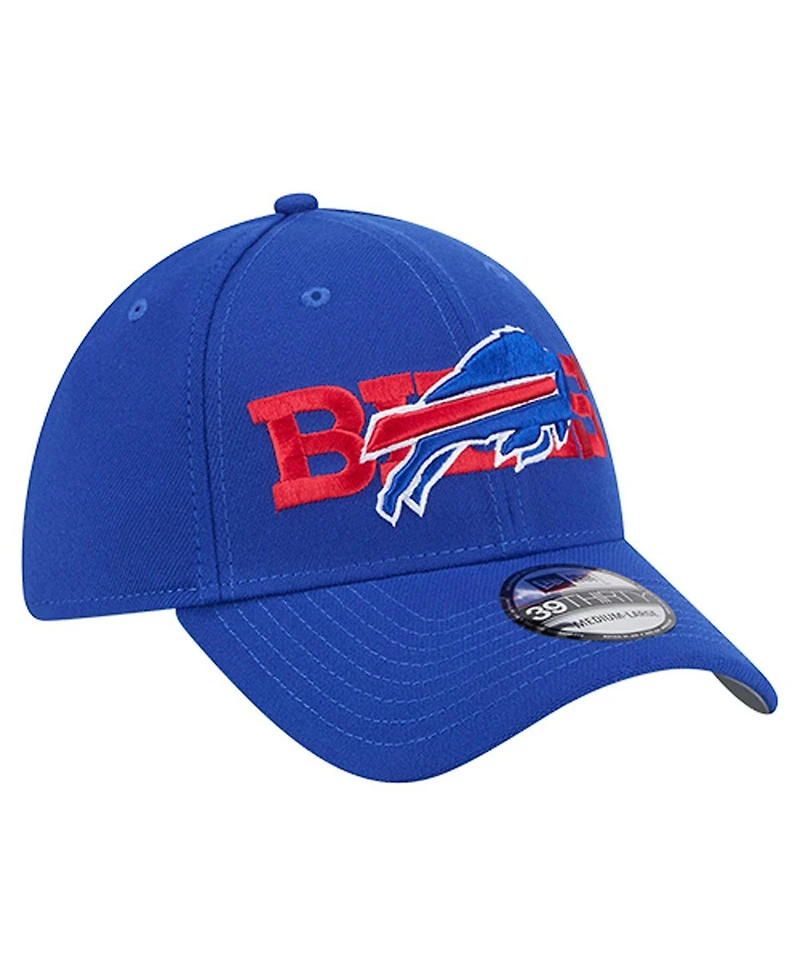 New Era Men's Royal Buffalo Bills Overlap Logo 39THIRTY Stretch Fit Hat