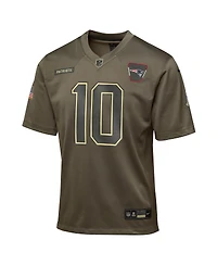Nike Big Boys and Girls Drake Maye Olive New England Patriots 2025 Salute to Service Game Jersey